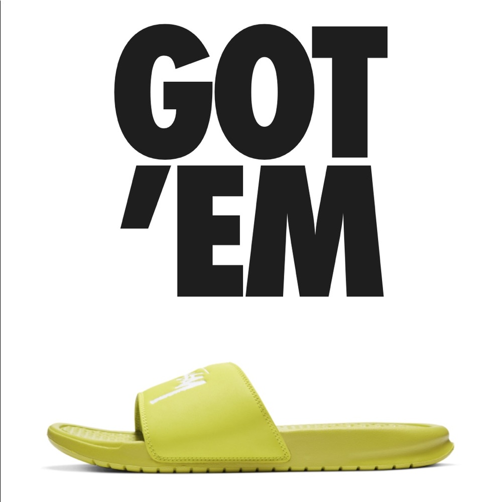 🆕 Benassi X Stussy by Nike “Bright Cactus” slipon
